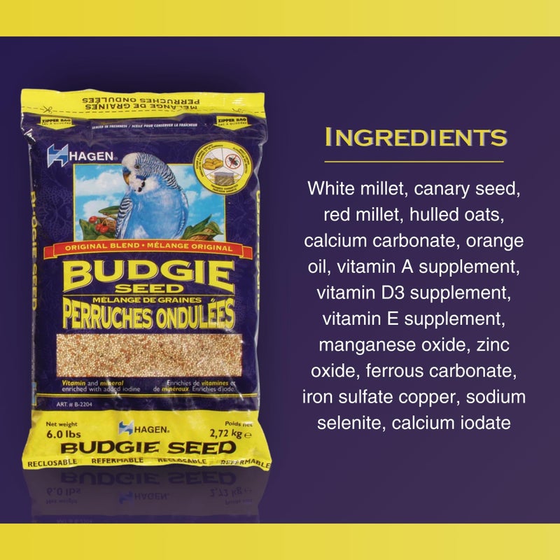 Hagen Parakeet/Budgie Staple VME Seed - Premium Blend, Nutritionally Balanced, Fortified with Vitamins & Minerals, Dust-Free Mix for Budgies, 6 lb Bag - Image 5